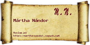 Mártha Nándor névjegykártya